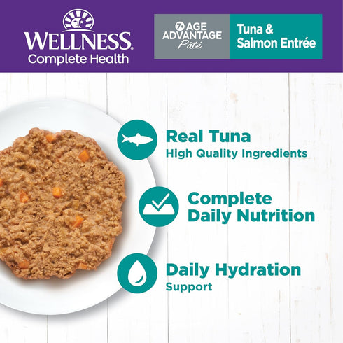 Wellness Complete Health Grain-Free Wet Canned Senior Cat Food, Tuna & Salmon, 3-Ounce Can (Pack of 24)