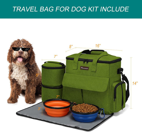 Set 2 2 1 Modoker Dog Travel Bag, Weekend Pet Travel for Dog and Cat, Airline Approved Tote Organizer