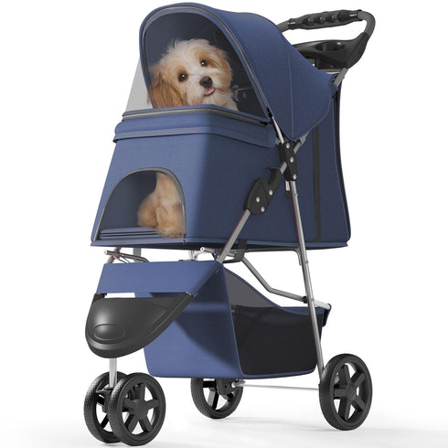 OS MOTOR Pet Stroller with 3 Wheels for Small/Medium Pets, Portable Travel