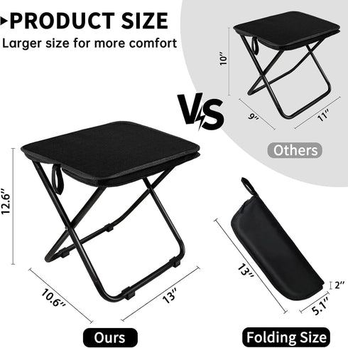 2 Pack 13 Inch Camping Stool Portable Folding Stool for Adults, Lightweight Small Foldable Stools for Fishing Hiking