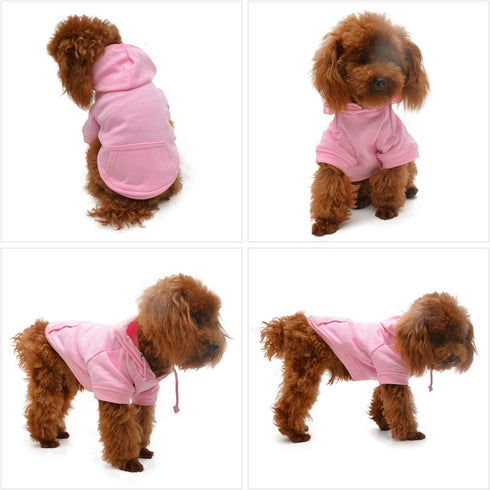 Lovelonglong Blank Basic Hoodie Sweatshirt for Dogs, 100% Cotton, Fits Small to Large Dogs (Pink M)
