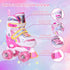 4 Nattork Girls Roller Skates for Kids, Size Adjustable Rainbow Quad Skates with All Light Up Wheels - Best Birthday