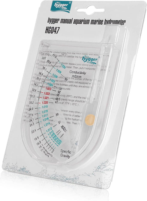 hygger Salinity Tester, Accurate Automatic Hydrometer for Fish Tank Pond Water, Sea Specific Gravity Test, Transparent