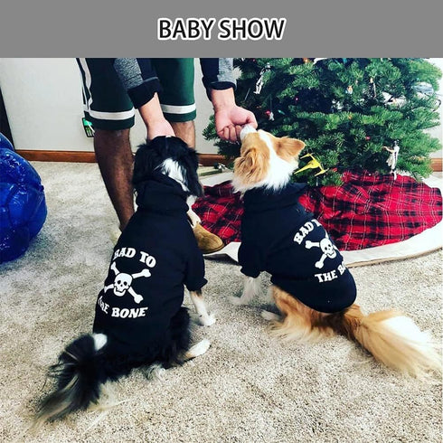 EXPAWLORER Bad to The Bone Dog Hoodie Sweater - Warm Fleece Lined Pet Clothes for Large Dogs, 2XL