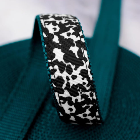 Country (3/4 Inch, 5 Brook Design - Dairy Cow Ribbon on Teal Nylon Webbing Yards)