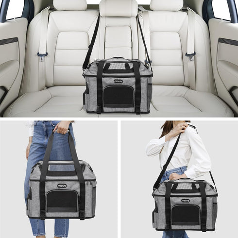 MOSISO Airline Approved Pet Carrier - Top-Expandable Soft Carrier Bag for Small Medium Cats/Dogs Under 22 LB, Grey