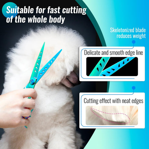 Dog Grooming Scissors: 7" Straight Pet Shears Made of Japanese 440C for Trimming Dogs, Cats & Other Pets
