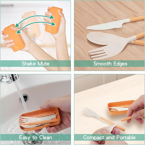 4 Sets Set Sets Set JEPELUS Reusable Travel Utensils with Case, Collapsible Utensil Cutlery for Lunch Box, Portable