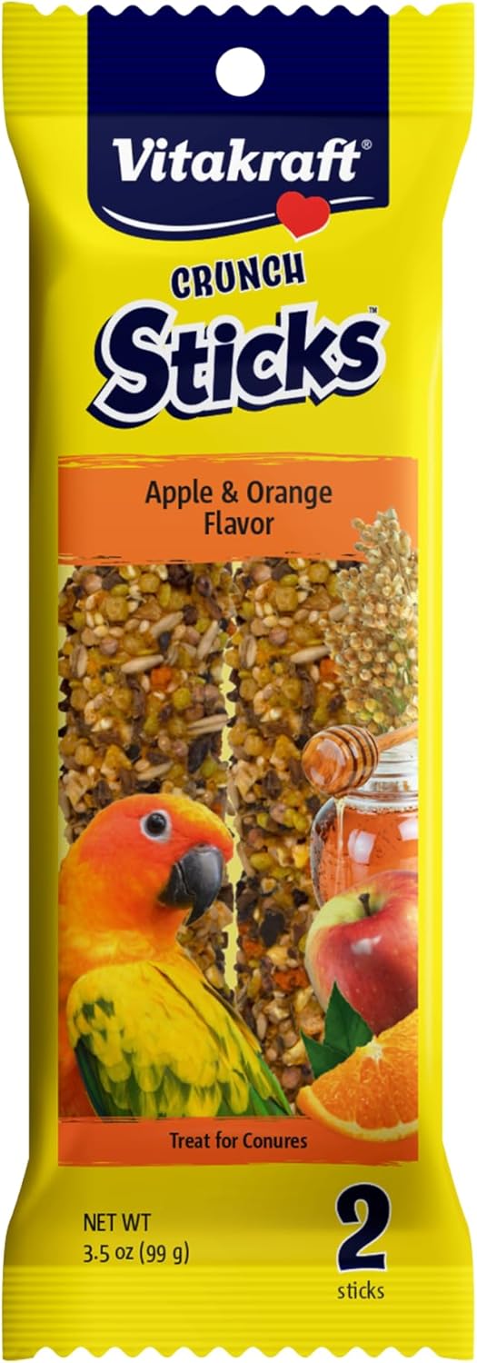 Vitakraft Crunch Sticks Conure Treat - Apple and Orange Flavor - Pet Bird Treat Toy