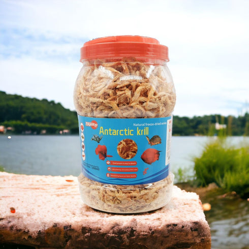 Premium Freeze-Dried Krill & Shrimp Mix - High-Protein Floating Aquarium Food for Arowana, Koi, Cichlids (2000ml)