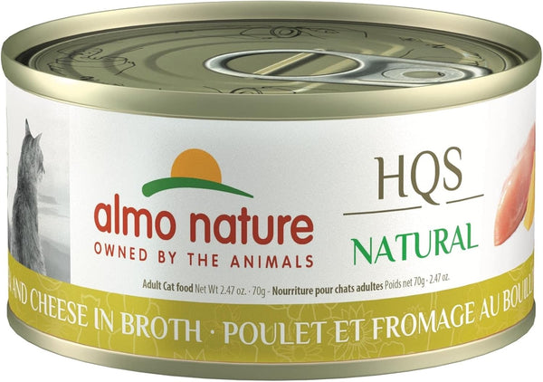 almo nature HQS Natural Wet Cat Food, Chicken and Cheese in Broth, 2.47 oz (Pack of 24)