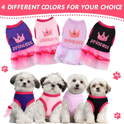 2 Pieces Dog Dresses for Small Dogs, Cute Girl Dog Dress for XS Puppies, Summer Clothes Apparel for Dogs and Cats