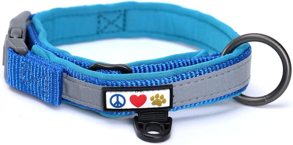 Pawtitas Lumberjack Padded Martingale Collar for Dogs, XS Blue, Soft Neoprene, Reflective Band for Visibility