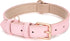 WHIPPY Adjustable Leather Dog Collar, Soft Breathable Padded Puppy Collar for Small Medium Large Dogs, Pink, S
