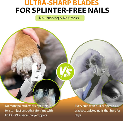 Trimmer, IREDOON Dog Nail Clippers and Ultra-Sharp Pet Nail Clippers with Nail File for Grooming - Dog Claw Care