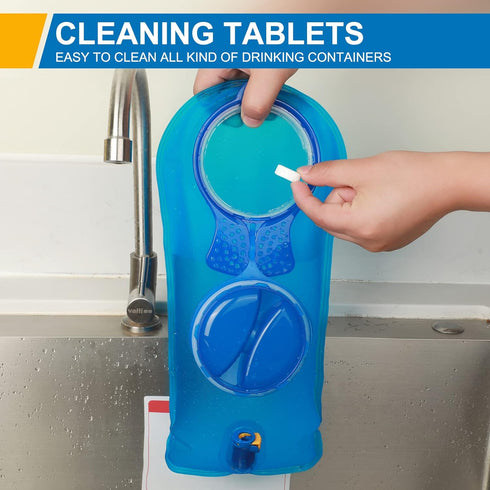 Hydration Bladder Cleaning Kit, 6 in 1 Water Bladder Cleaner Set, 3 Brushes, Cleaning Tablets, Carry Pouch