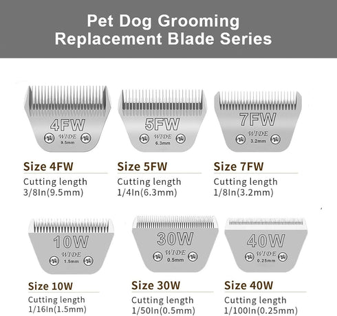 Wide Blades for Dog Grooming Compatible with Andis, Oster A5, Wahl KM10 Clippers, Stainless Steel Blades for Animals