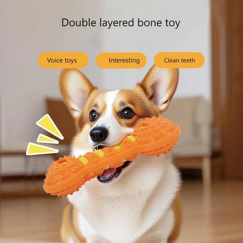 Fumzen Dog Toy TPR Teeth Grinding Bone Anti Bite Interactive Training Dog Toy Bite Dog Bone Dog Soothing Tool (Green)