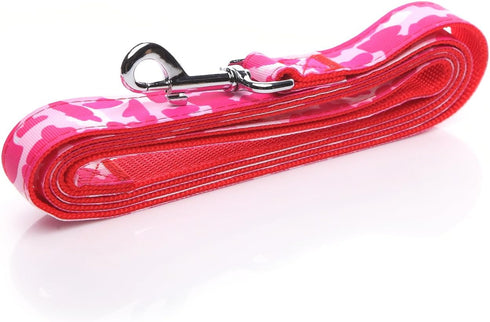 Heavy Duty Dog Leash, 4 FT/6 Feet Long, 1 Inch Wide, Nylon Camouflage for Small and Medium Dogs (5 FT, Red)