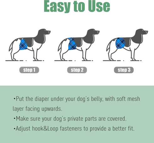wegreeco Washable Male Dog Belly Band (Stylish Pattern)- Dog Diapers Male - Washable Male Dog Belly Wrap, (Blue, Green