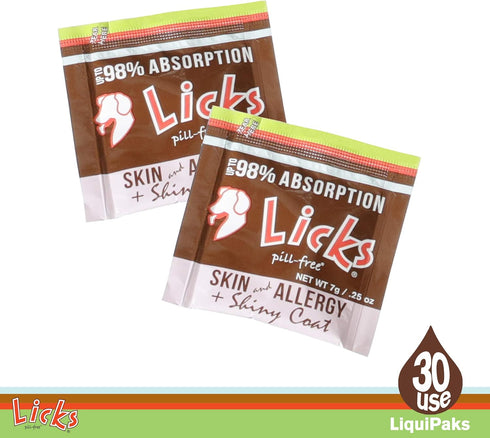 Licks Pill-Free Dog Skin & Allergy Relief - Omega 3 Vitamins & Supplements for Itch Relief, Turmeric Supplement Gel