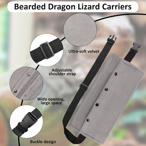 Bearded Dragon Sling Carriers with Leash Harness, Adjustable Harness with Leather Wings and Sling Bag for Outdoor Use