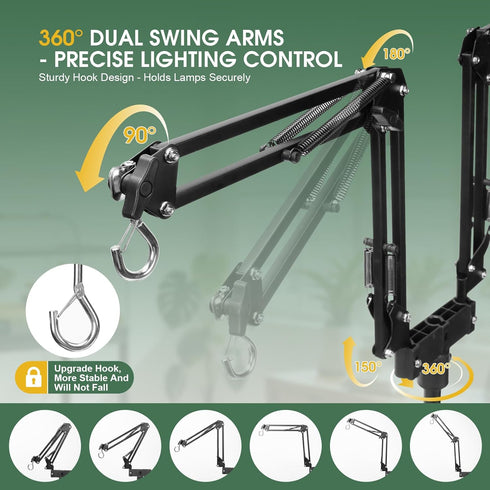 Stand,15.7-74.3 Inch Stand,360 MECESOR Dual Reptile Lamp Height Adjustable Reptile Light Sewing Flexible Arms,Heat Lamp