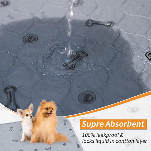 2Pack 41x41 Washable Puppy Pads , Reusable Pee Pads for Dogs, Absorbent Whelping Pads with Bone Print, Waterproof Dog