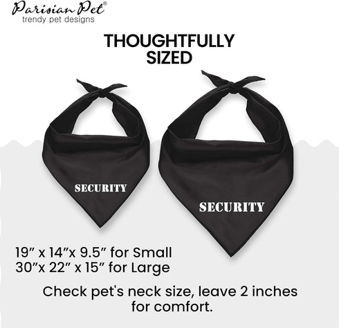 Parisian Pet Quirky Dog Bandana – ‘Security’ Printed Tie-On Neck Kerchief for Dogs, Cats, Puppies – Medium Size