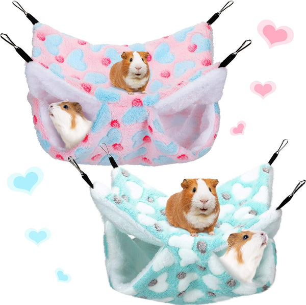 Boao 2 Pcs Guinea Pig Rat Hammock for Small Animals, Hanging Accessories for Guinea Pig, Hamster