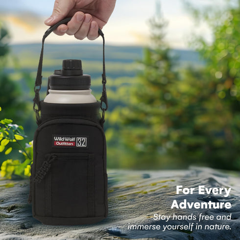 #1 32 oz 2 Wild Wolf Outfitters - Best Water Bottle Holder for Bottles - Carry, Protect and Insulate Your Flask