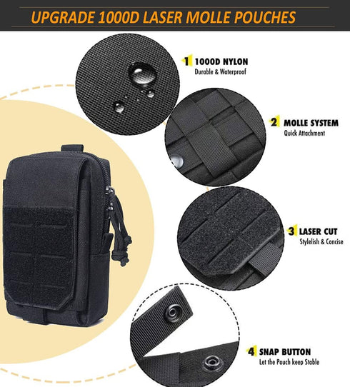 VIIDOO Upgrade Tactical Molle Pouches, Utility Pouches with Laser Cut Design, Military Medical EMT Pouch