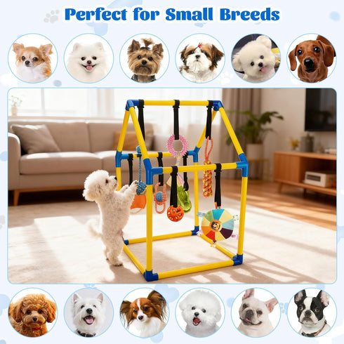 Tynexal 9 Puppy Play Gym with Hanging Toys, Interactive Dog Enrichment Playground, Removable Indoor Training Activity