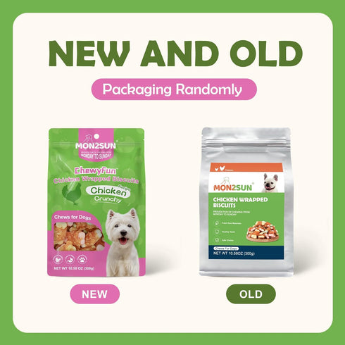 MON2SUN 10.58oz Dog Treats, Mini Chicken Wrapped Biscuits with Added Vitamins, Healthy Training Snacks for Small Medium