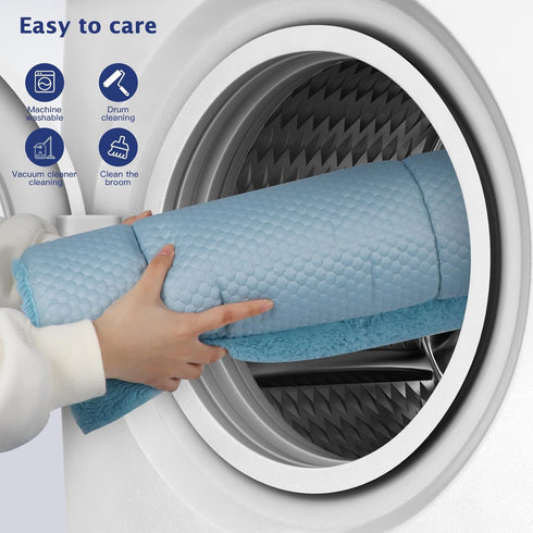 Dog Bed Mat, Reversible Dog Crate Pad, Soft Washable Kennel Mat (Cool and Warm) for Small Medium Dogs (18''x13'', Blue)