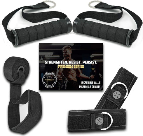 TRIBE Resistance Bands Accessories Equipment System, Home Gym Workout, Tube Bands & Cable Machines, Heavy Duty Handle