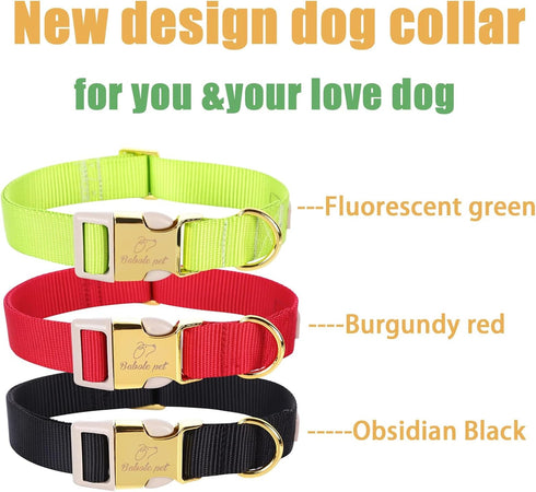Babole Nylon Dog Collars Red for Small Puppy Dog, Adjustable Soft Comfortable Pet Collars with Safety Metal Buckle for