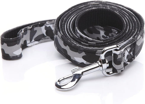 Heavy Duty Dog Leash, Nylon Camouflage for Small and Medium Dogs, 4 FT/ 6 FT/ 10 FT Long, 1 Inch Wide (Black, 10 FT)