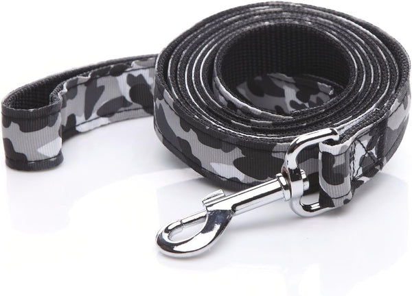 Heavy Duty Dog Leash, Nylon Camouflage for Small and Medium Dogs, 4 FT/ 6 FT/ 10 FT Long, 1 Inch Wide (Black, 10 FT)