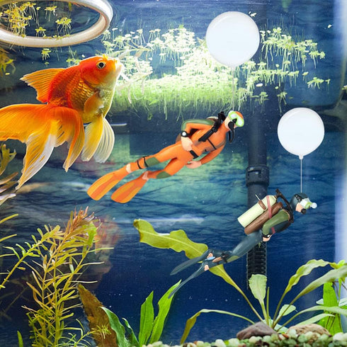 Fish Tank Diver Floating Ornament, Cute Cartoon Diver with Floating Device, Aquarium Landscape Decoration