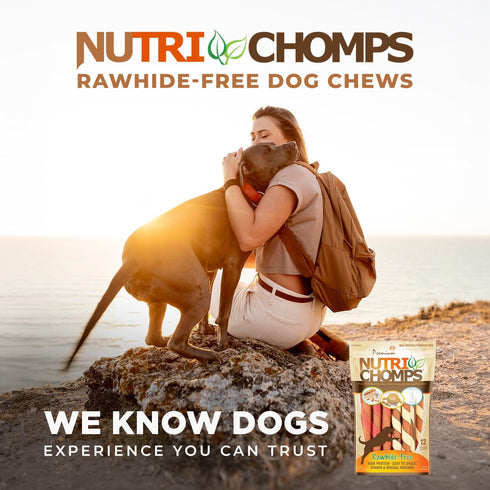 NutriChomps Dog Chews, 5-inch Twists, Rawhide-Free Treats, 12 Count, Real Chicken, Peanut Butter, Milk flavors
