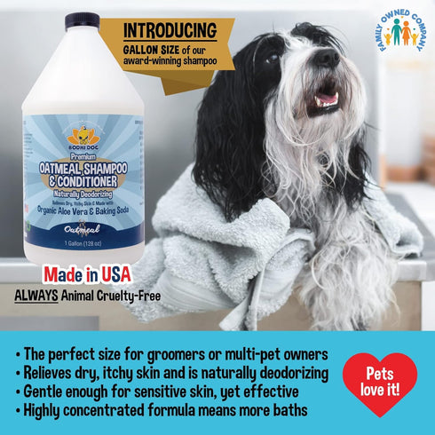 Bodhi Dog Oatmeal Shampoo & Conditioner, Naturally Deodorize Dogs, Cats & Pets, Soothes Dry, Itchy Skin, 1 Gallon