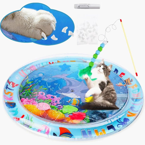 Cat Water Mat,Upgrade 0.5mm Thickened Anti-Scratch Cat Water Sensory Play Mat,Unbreakable Interactive