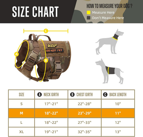 Tactical Dog Harness, No Pull Military Vest for Large Medium Small Dogs, Adjustable with Metal Clips