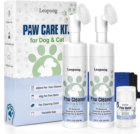 Leopong Dog Paw Care Kit- Paw Cleaner and Balm for Pet Foot