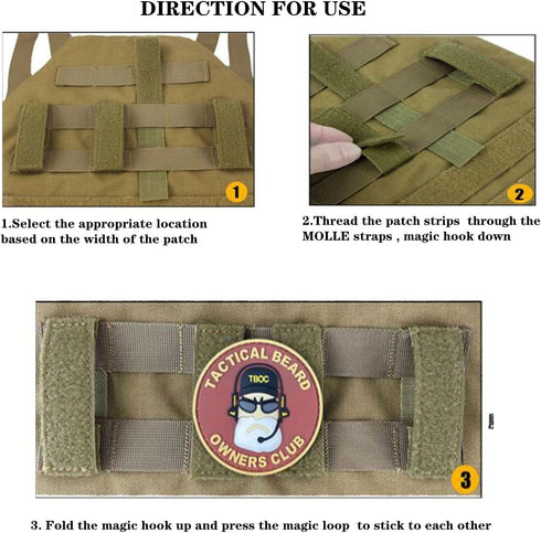 JFFCESTORE Hook&Loop Adapter Strips - Tactical Morale Patches Panel Molle Strips Attachment for Tactical ID Patches
