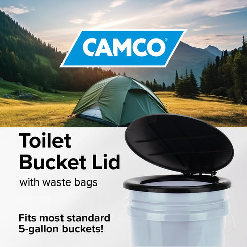 5 3 (41546) Camco Bucket Toilet Seat with Lid - Converts Standard Gallon Bucket into Portable Toilet for Camping