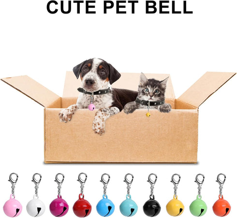 Pet Bells for Cat Dog - 10 PCS Round Bells for Collar with Loud Crisp Sound, Multicolor Pet Pendant Accessories