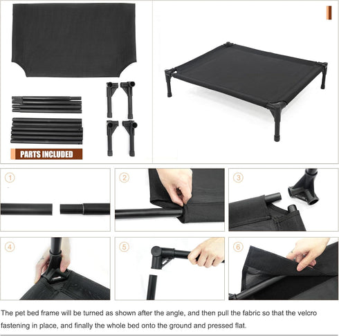 Elevated Dog Bed for Medium Dogs, Heavy Duty Raised Cot Bed, Supports Up to 150 LBs, Durable Washable Mesh, Indoor &
