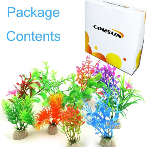 10 Pack Artificial Aquarium Plants, Small Size 4 to 4.5 inch Fish Tank Decorations